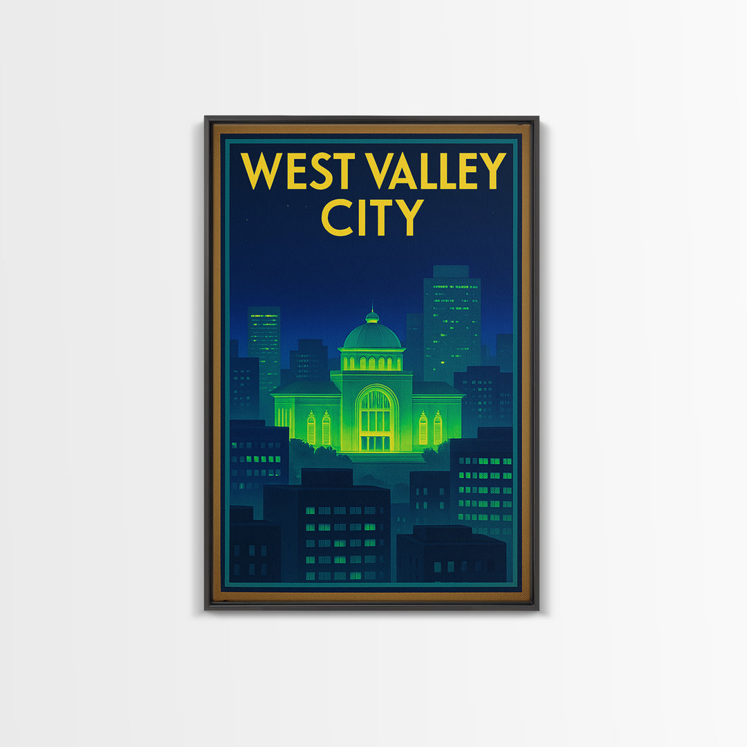 West Valley City Travel Poster, Canvas Print, Cyberpunk Style City Art, West Valley City City Art, Travel Poster Set, Eclectic Wall Decor