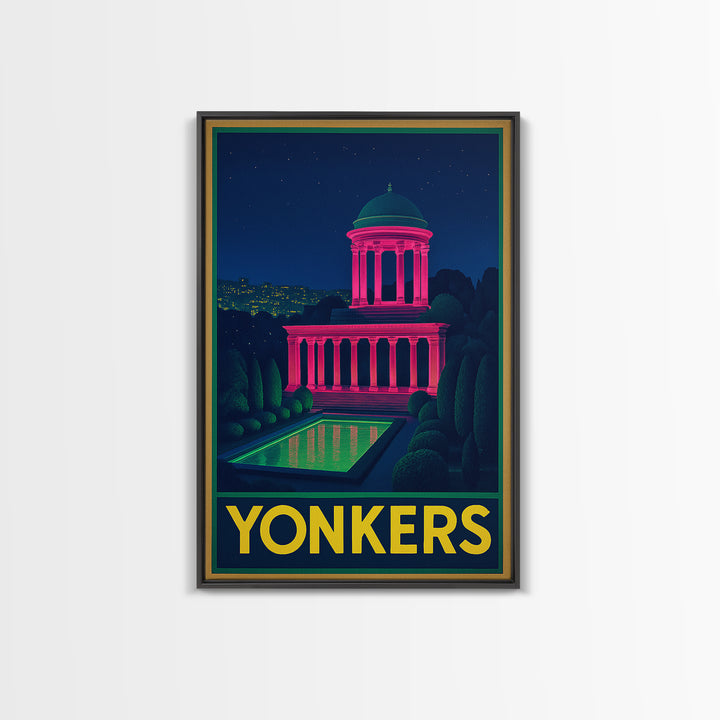 Yonkers New York Travel Poster, Canvas Print, Neon Skyline Art Wall Art, Yonkers City Art, Poster Art, Fine Art Print, Vintage Travel Art