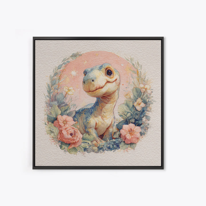 Tiny Dinosaur with Friendly Expression Canvas Print, Nursery Art, Nursery Prints, Nursery Decor, Oil Painting, Nursery, NUR-1x1-15