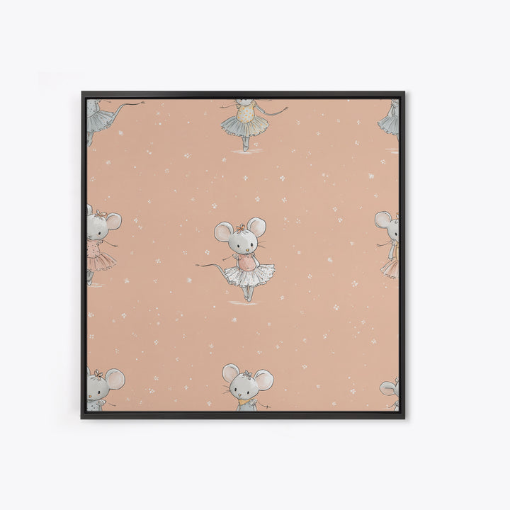 Ballet Mouse in Storybook Style Framed Canvas Print, Nursery Art, Nursery Wall Decor, Nursery Decor, Fine Art, Nursery, NUR-1x1-44