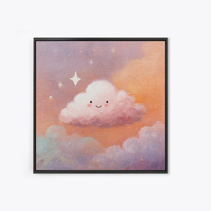 Moon and Stars Framed Canvas Print, Nursery Art, Dinosaur Wall Art, Nursery Decor, Oil Painting, Nursery, Room Decor, NUR-1x1-51