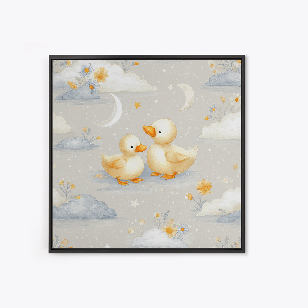 Ducklings Following a Mother Duck Canvas Print, Nursery Art, Neutral Decor, Nursery Decor, Fine Art, Nursery, Wall Decor, NUR-1x1-86