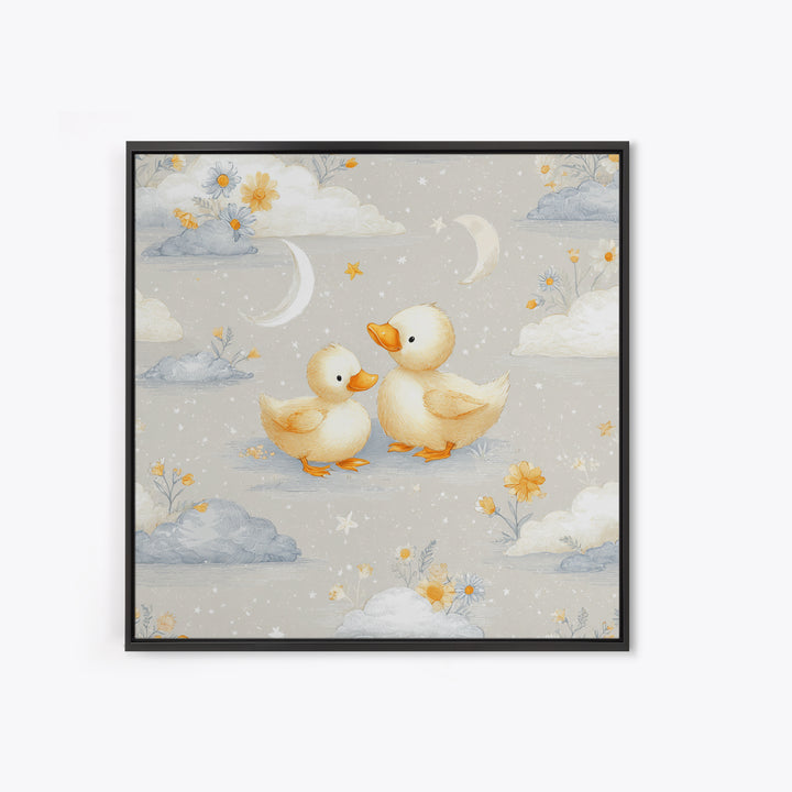 Ducklings Following a Mother Duck Canvas Print, Nursery Art, Neutral Decor, Nursery Decor, Fine Art, Nursery, Wall Decor, NUR-1x1-86