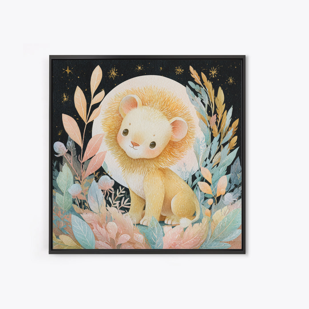 Lion Cub with Soft Golden Mane Canvas Print, Nursery Art, Woodland Nursery Art, Nursery Decor, Fine Art, Nursery, NUR-1x1-9