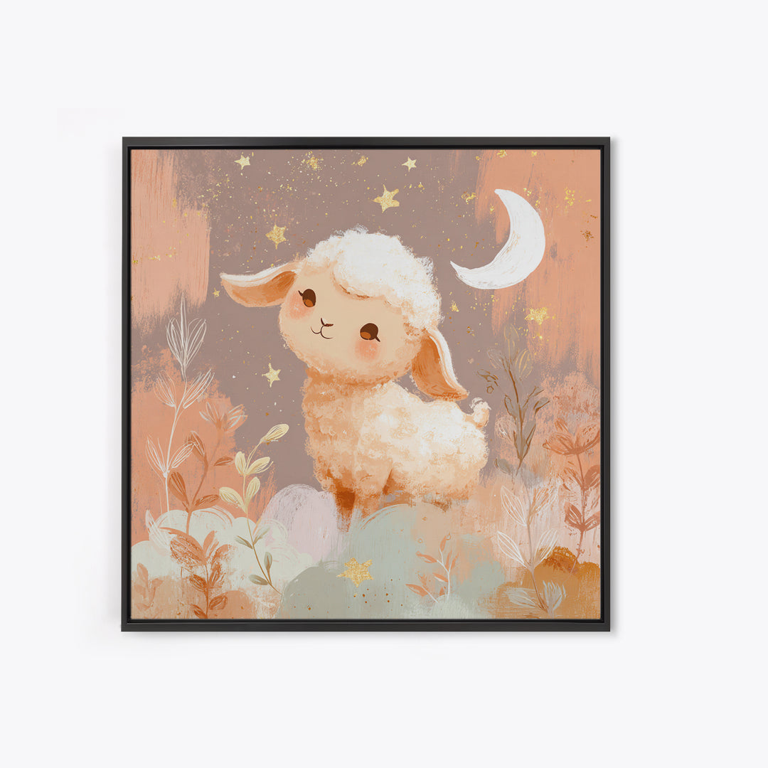 Little Lamb under a Starry Sky Canvas Print, Nursery Art, Boho Decor, Nursery Decor, Fine Art, Nursery, Wall Hangings, NUR-1x1-91
