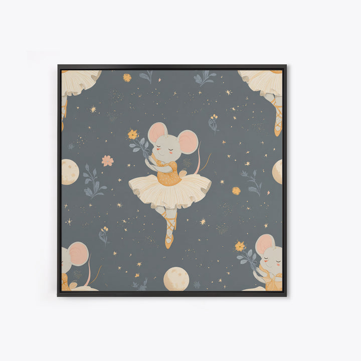 Ballet Mouse in Storybook Style Canvas Print, Nursery Art, Kids Room Art, Nursery Decor, Fine Art, Nursery, Textured Painting, NUR-1x1-92