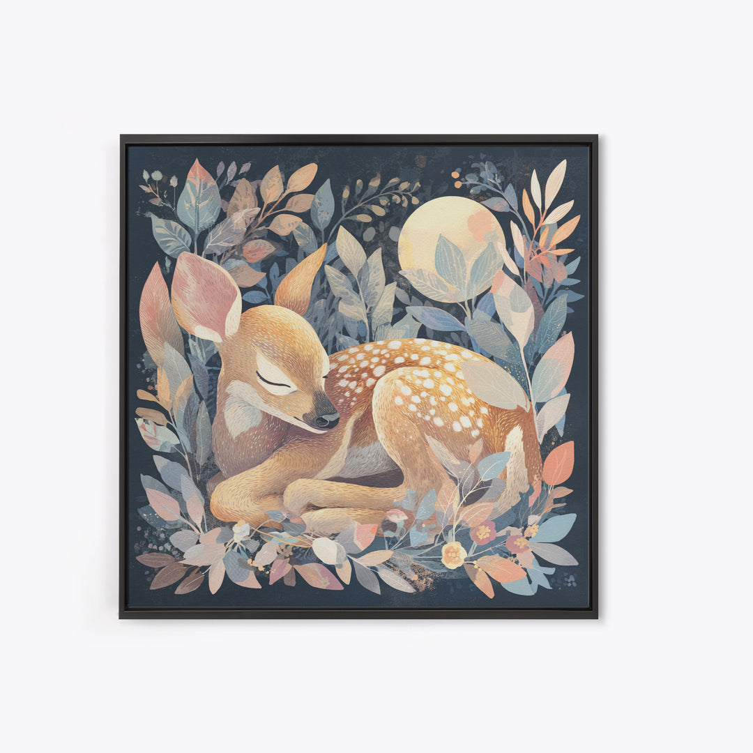 Deer Fawn Sleeping Canvas Print, Nursery Art, Gallery Decor, Nursery Decor, Fine Art, Nursery, Wall Art, Wall Decor, Art Print, NUR-1x1-95