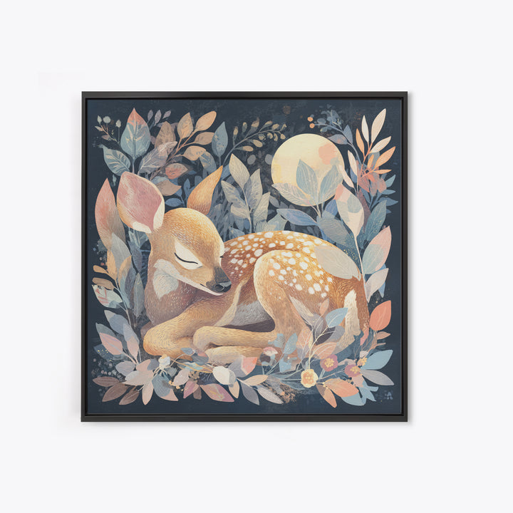 Deer Fawn Sleeping Canvas Print, Nursery Art, Gallery Decor, Nursery Decor, Fine Art, Nursery, Wall Art, Wall Decor, Art Print, NUR-1x1-95