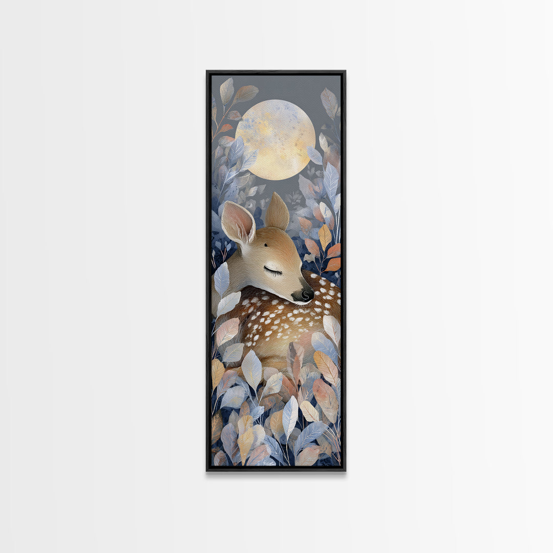 Deer Fawn Sleeping Canvas Print, Nursery Art, Nursery Prints, Nursery Decor, Nursery, Kids Wall Decor, Kids Room Wall Art, NUR-1x3-11