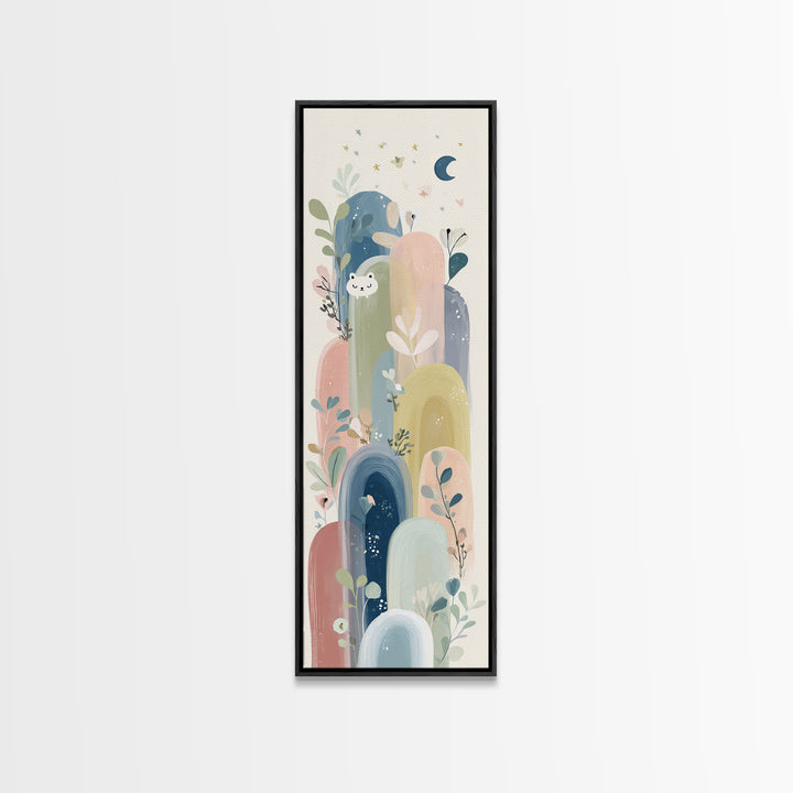 Rainbow Arch with Muted Nursery Colors Framed Canvas Print, Nursery Art, Art Print, Nursery Decor, Fine Art, Nursery, NUR-1x3-19