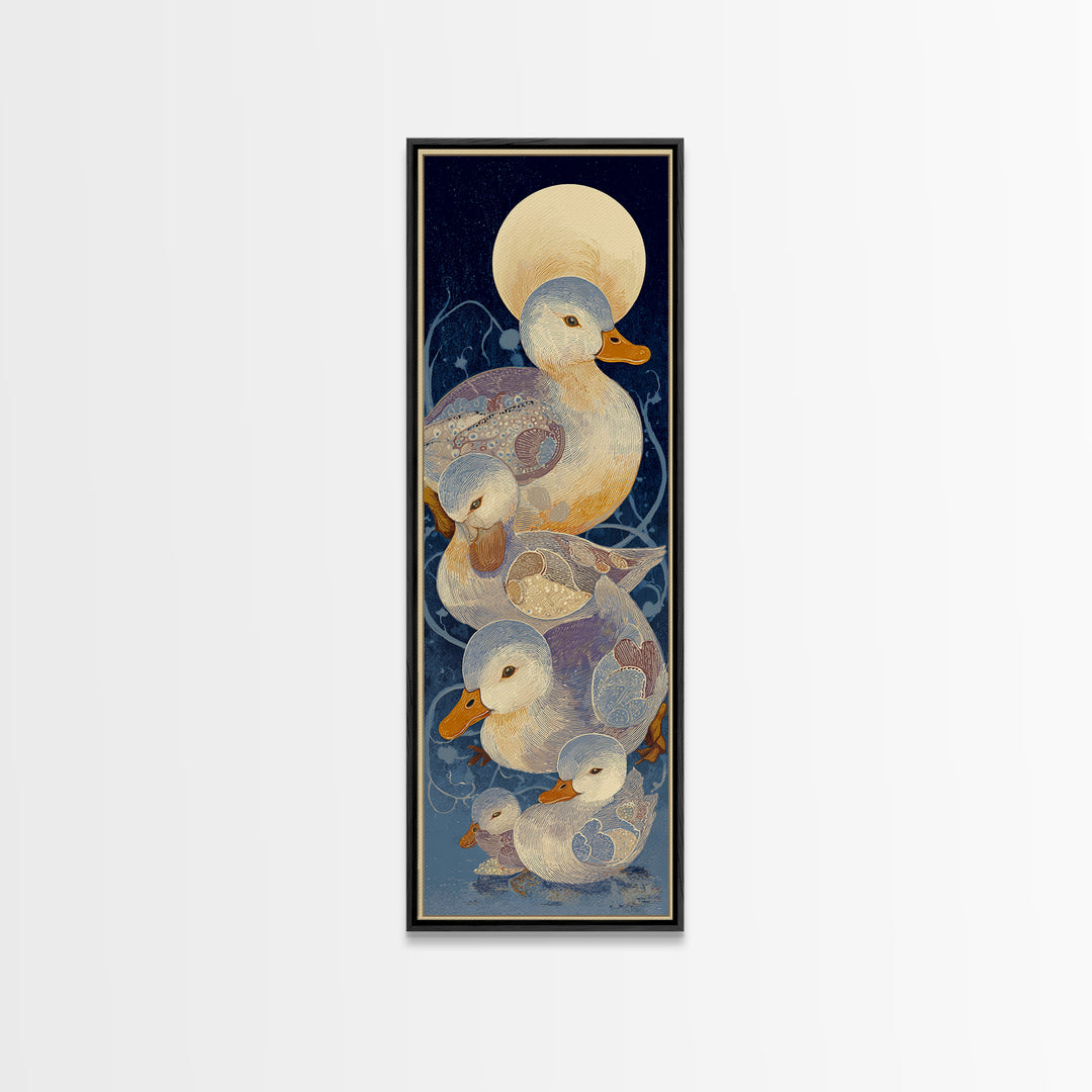 Ducklings Following a Mother Duck Canvas Print, Nursery Art, Playroom Wall Art, Nursery Decor, Nursery, Statement Artwork, NUR-1x3-2