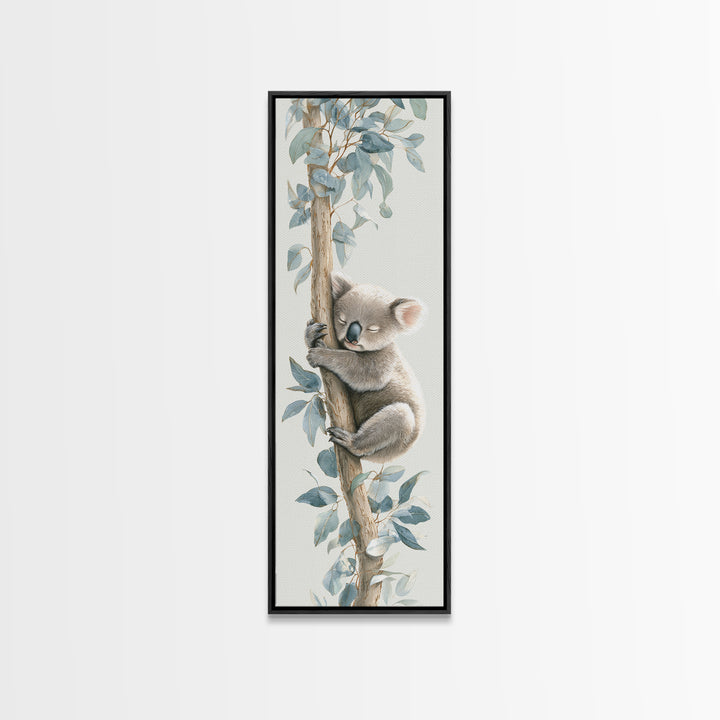 Sleeping Koala on Eucalyptus Branch Canvas Print, Nursery Art, Digital Art, Nursery Decor, Watercolor Art, Nursery, NUR-1x3-25