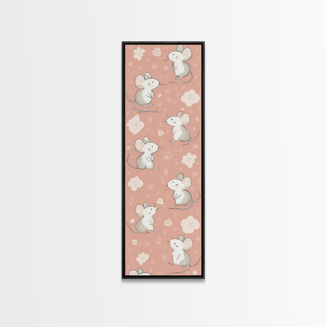Ballet Mouse in Storybook Style Canvas Print, Nursery Art, Textured Painting, Nursery Decor, Fine Art, Nursery, Wall Art Print, NUR-1x3-32