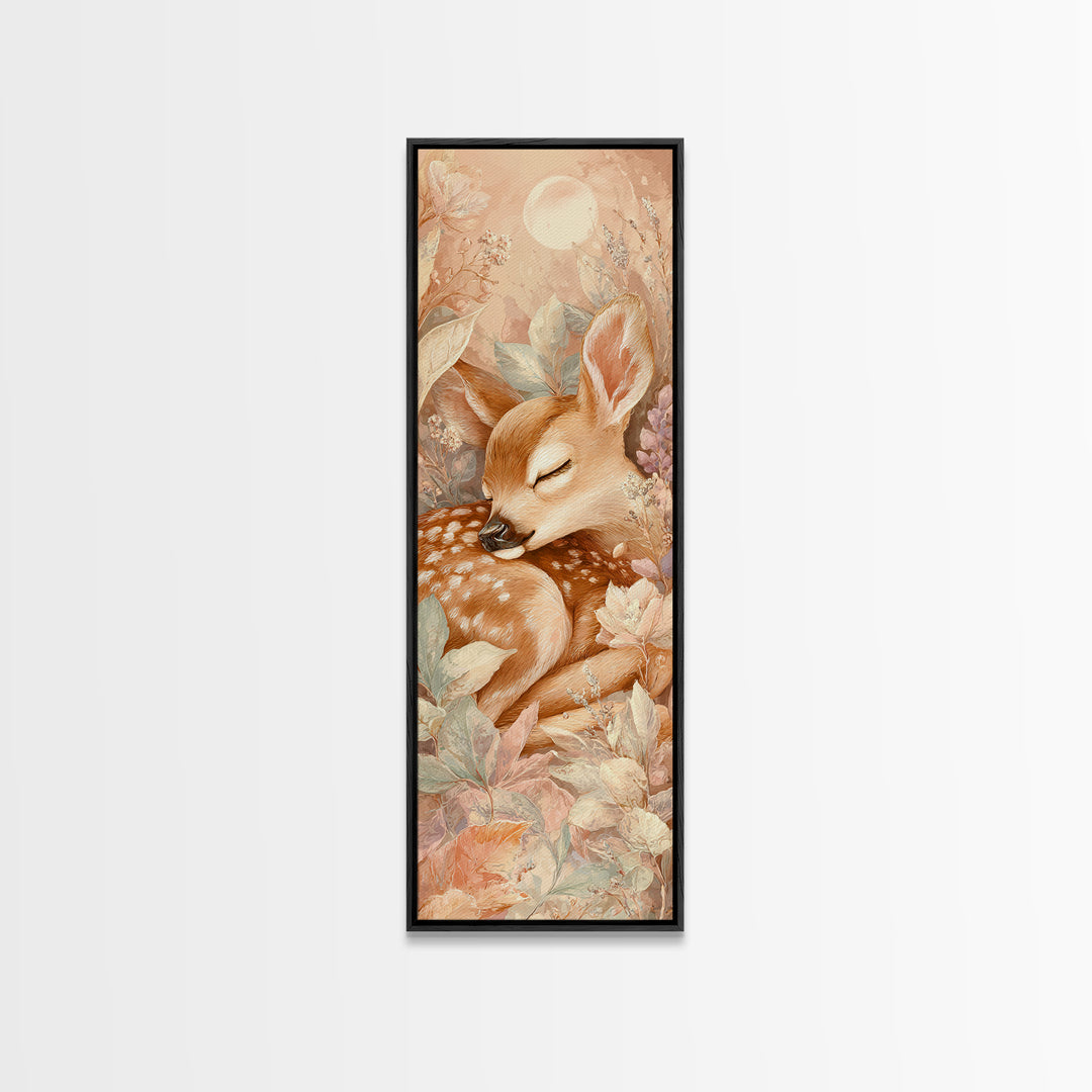 Deer Fawn Sleeping Canvas Print, Nursery Art, Wall Art, Nursery Decor, Fine Art, Nursery, Nursery Prints, Playroom Decor, NUR-1x3-35