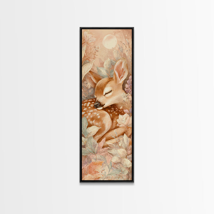 Deer Fawn Sleeping Canvas Print, Nursery Art, Wall Art, Nursery Decor, Fine Art, Nursery, Nursery Prints, Playroom Decor, NUR-1x3-35