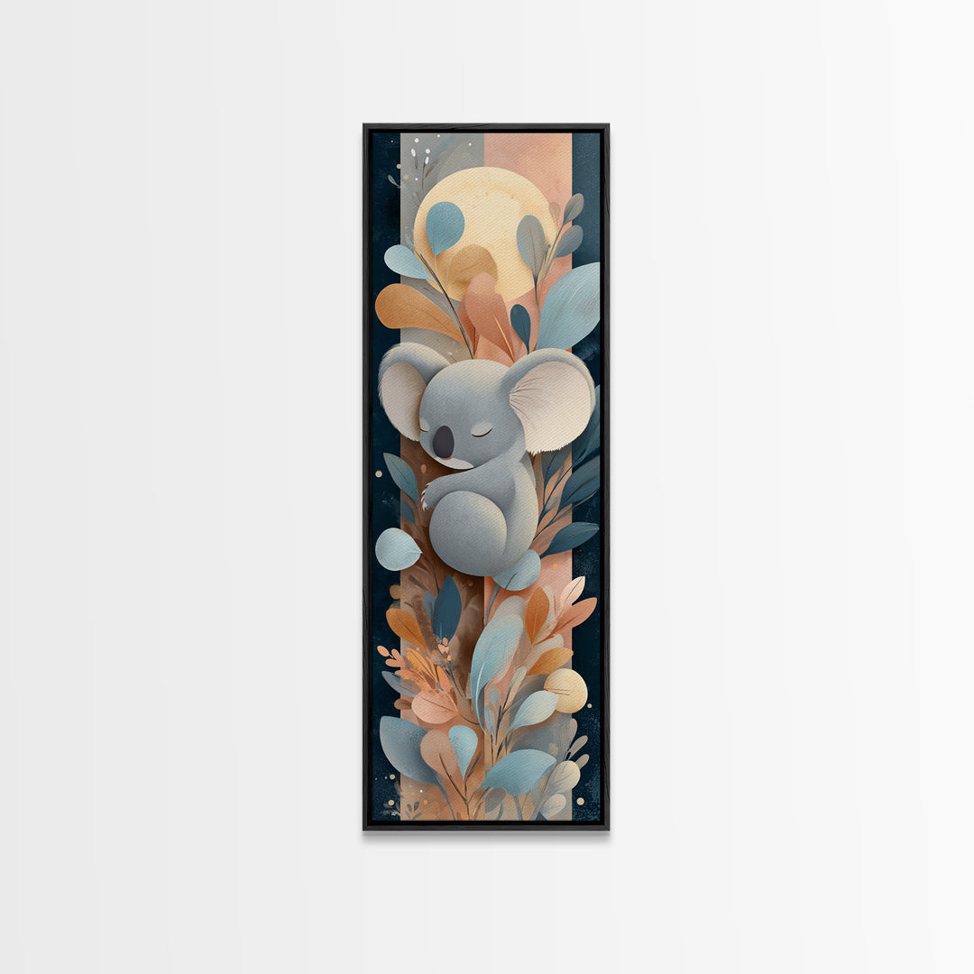 Sleeping Koala on Eucalyptus Branch Canvas Print, Nursery Art, Kids Room Wall Art, Nursery Decor, Watercolor Art, Nursery, NUR-1x3-49