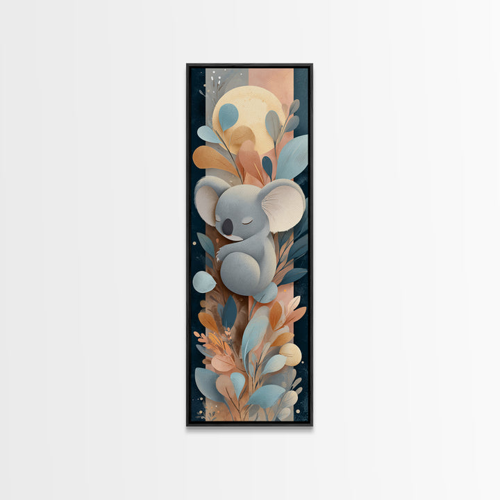 Sleeping Koala on Eucalyptus Branch Canvas Print, Nursery Art, Kids Room Wall Art, Nursery Decor, Watercolor Art, Nursery, NUR-1x3-49