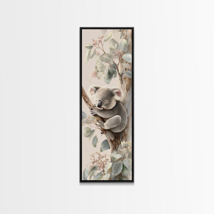 Sleeping Koala on Eucalyptus Branch Canvas Print, Nursery Art, Wall Hangings, Nursery Decor, Oil Painting, Nursery, NUR-1x3-73