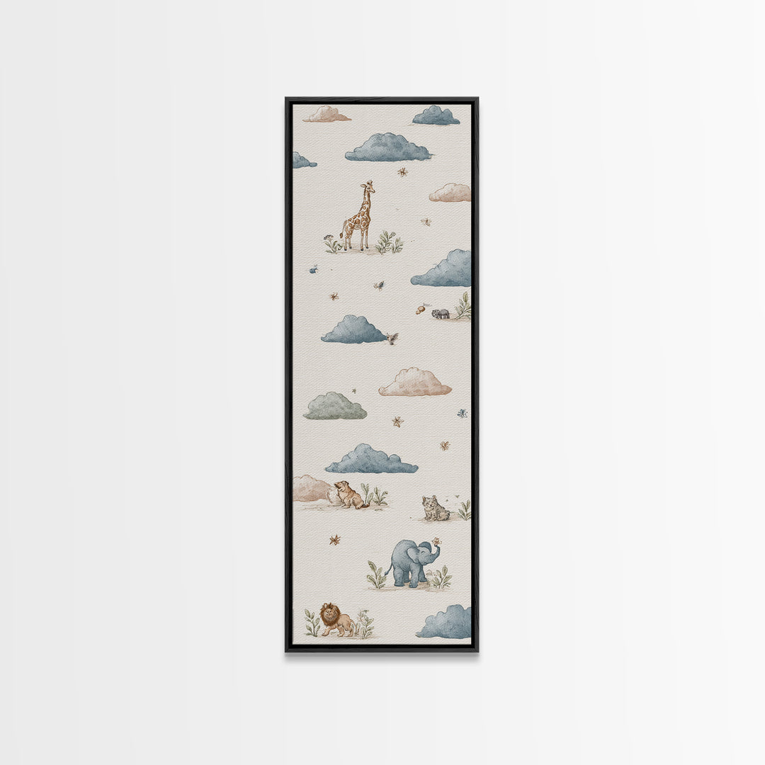 Pastel Jungle Animals Canvas Print, Nursery Art, Whimsical Wall Art, Nursery Decor, Fine Art, Nursery, Minimalist Decor, NUR-1x3-78