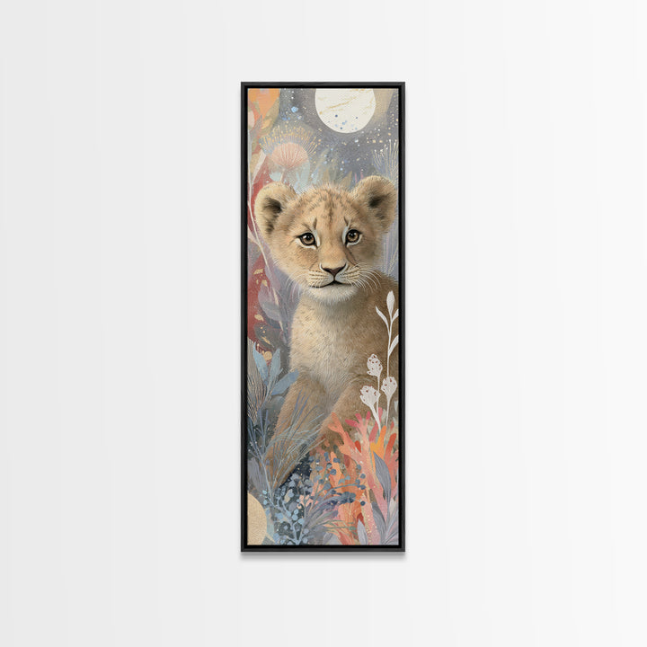 Lion Cub with Soft Golden Mane Canvas Print, Nursery Art, Minimalist Decor, Nursery Decor, Nursery, Nursery Wall Decor, NUR-1x3-93