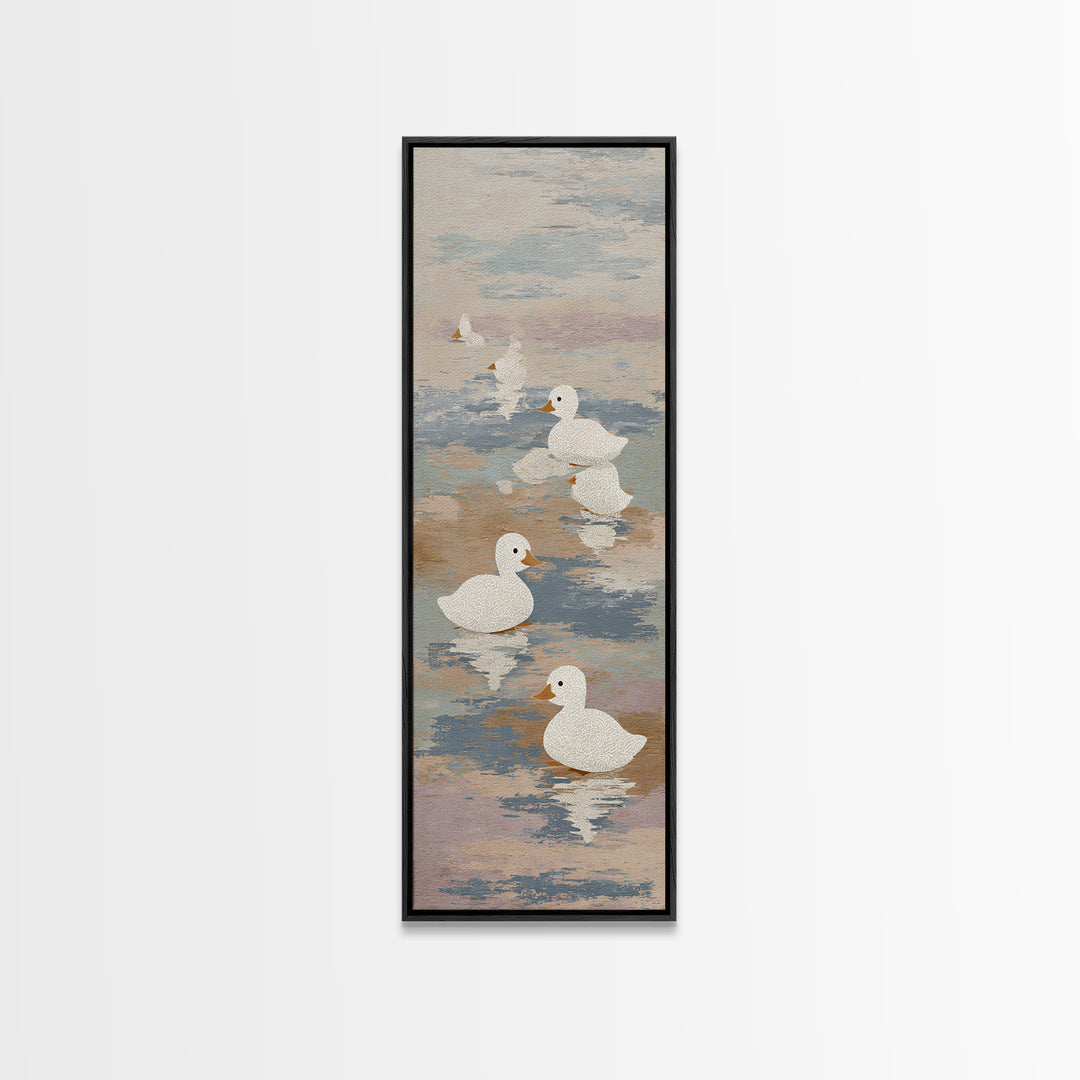 Ducklings Following a Mother Duck Canvas Print, Nursery Art, Fine Art Print, Nursery Decor, Fine Art, Nursery, Digital Art, NUR-1x3-98