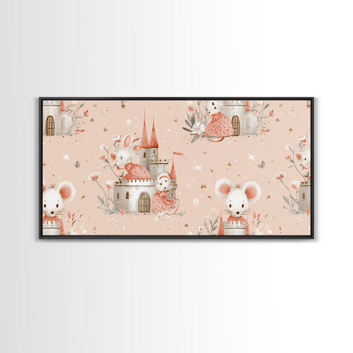Ballet Mouse in Storybook Style Framed Canvas Print, Nursery Art, Nursery Prints, Nursery Decor, Nursery, Kids Wall Decor, NUR-2x1-88