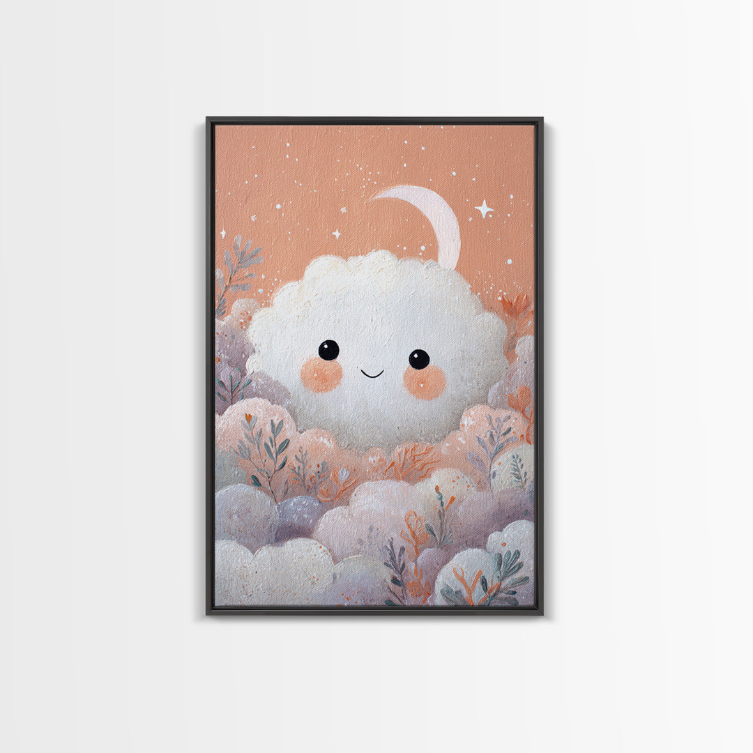Moon and Stars Canvas Print, Nursery Art, Whimsical Wall Art, Nursery Decor, Abstract Art, Nursery, Minimalist Decor, NUR-2x3-11