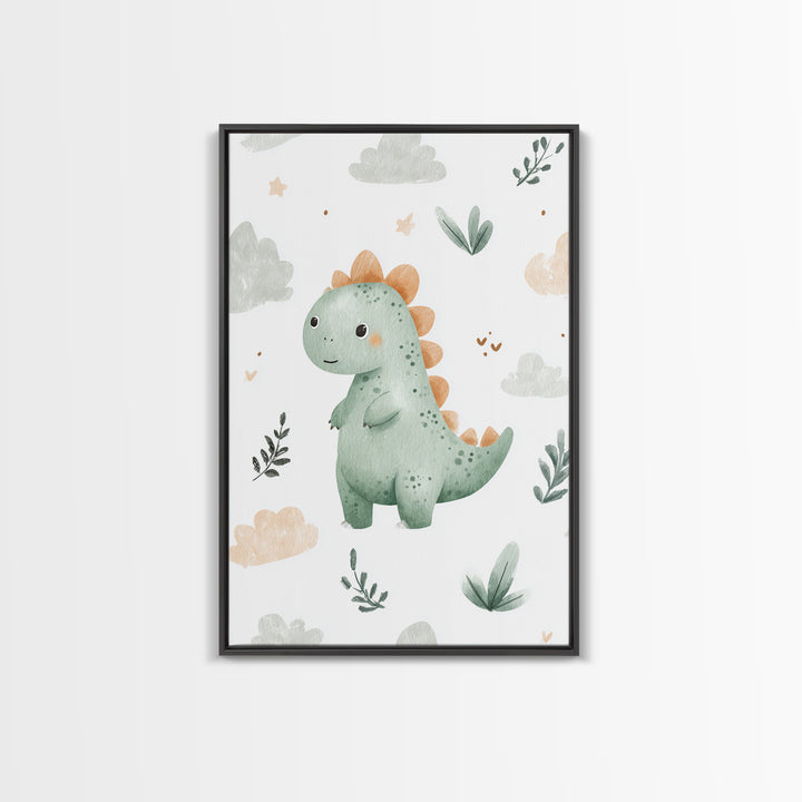 Tiny Dinosaur with Friendly Expression Canvas Print, Nursery Art, Luxury Decor, Nursery Decor, Nursery, Nursery Wall Art, NUR-2x3-23