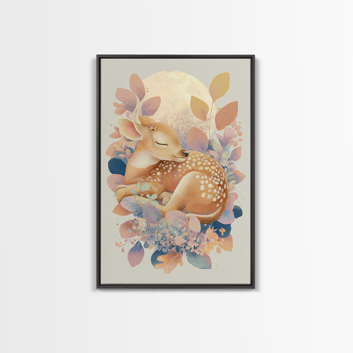 Deer Fawn Sleeping Canvas Print, Nursery Art, Fine Art Print, Nursery Decor, Fine Art, Nursery, Digital Art, Printable Wall Art, NUR-2x3-31