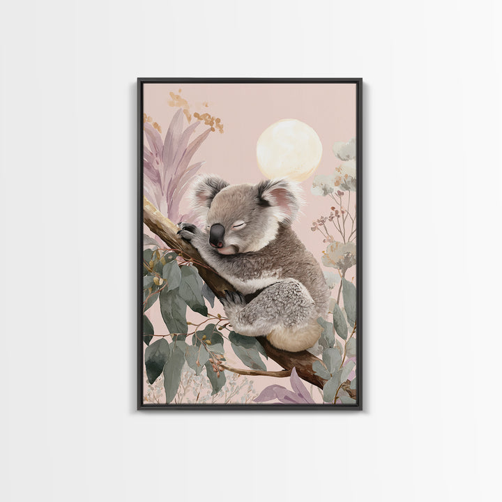 Sleeping Koala on Eucalyptus Branch Canvas Print, Nursery Art, Wall Hangings, Nursery Decor, Oil Painting, Nursery, NUR-2x3-45