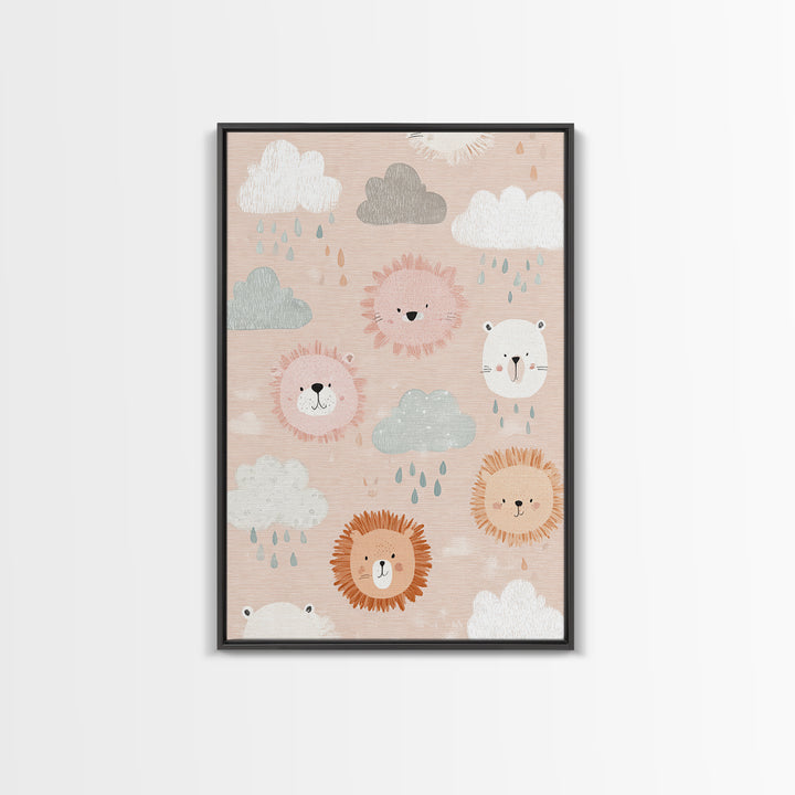 Clouds and Raindrops Canvas Print, Nursery Art, Minimalist Decor, Nursery Decor, Fine Art, Nursery, Nursery Wall Decor, NUR-2x3-54