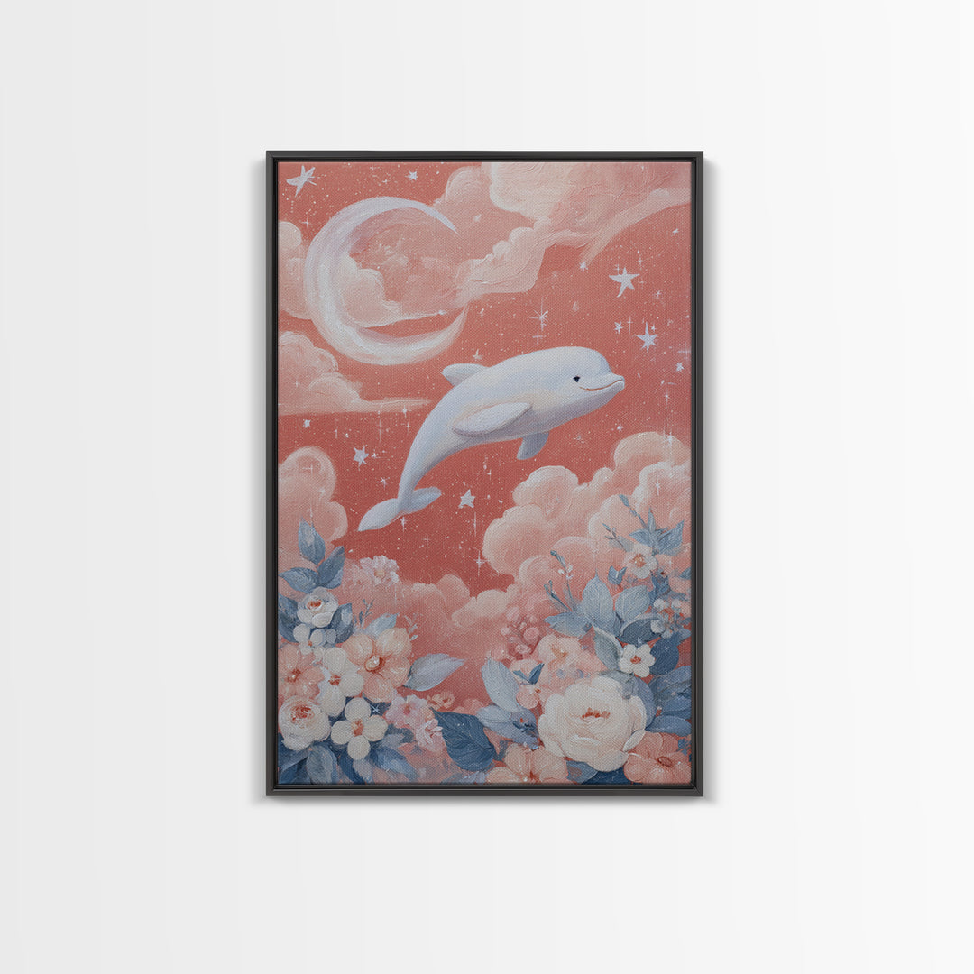 Friendly Ocean Creatures Framed Canvas Print, Nursery Art, Gallery Decor, Nursery Decor, Fine Art, Nursery, Wall Art, NUR-2x3-56
