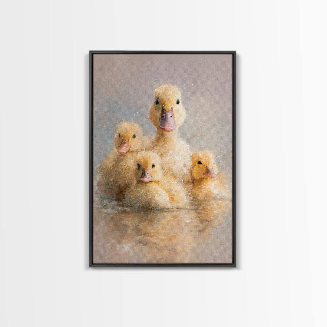Ducklings Following a Mother Duck Canvas Print, Nursery Art, Art Print, Nursery Decor, Fine Art, Nursery 470, Wall Art Set of, NUR-2x3-70
