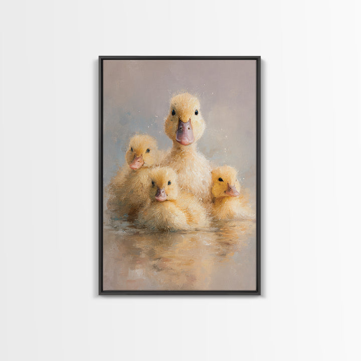 Ducklings Following a Mother Duck Canvas Print, Nursery Art, Art Print, Nursery Decor, Fine Art, Nursery 470, Wall Art Set of, NUR-2x3-70