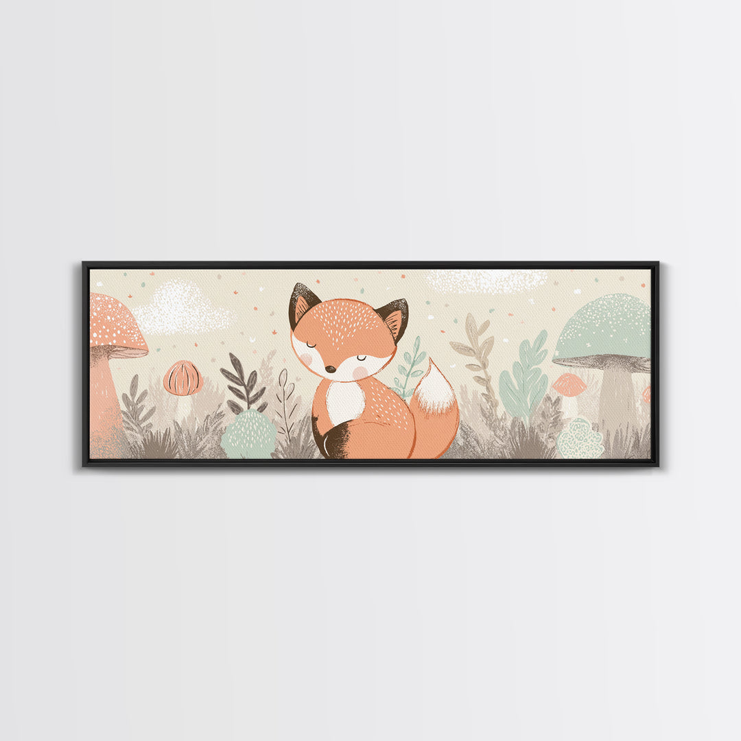 Woodland Fox Tucked Canvas Print, Nursery Art, Kids Room Wall Art, Nursery Decor, Fine Art, Nursery, Luxury Decor, Room Decor, NUR-3x1-20