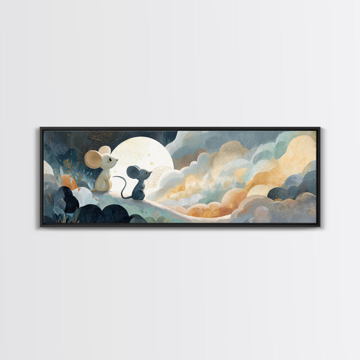 Ballet Mouse in Storybook Style Canvas Print, Nursery Art, Whimsical Wall Art, Nursery Decor, Nursery, Minimalist Decor, NUR-3x1-36