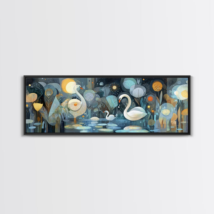 Swan and Cygnet Canvas Print, Nursery Art, Art Print, Nursery Decor, Fine Art, Nursery 280, Wall Art Set of, Girl Nursery Decor, NUR-3x1-80