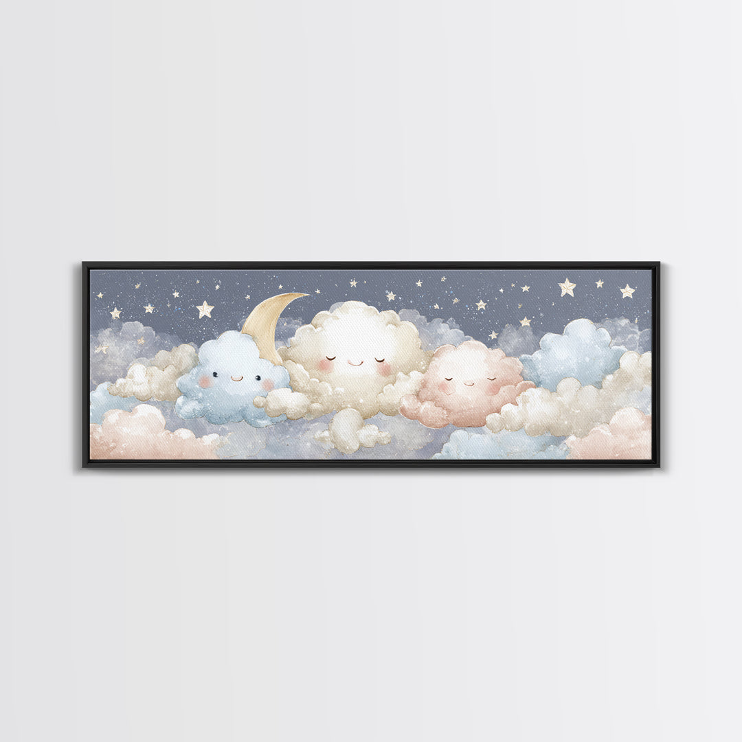 Moon and Stars Canvas Print, Nursery Art, Room Decor, Nursery Decor, Fine Art, Nursery, Printable Art, Wall Art Print, NUR-3x1-91