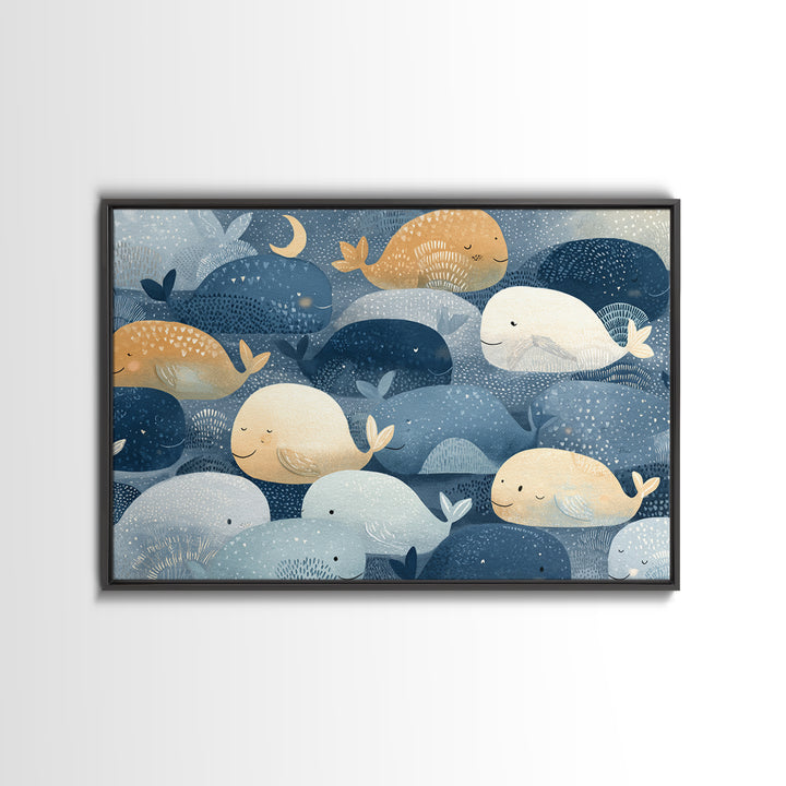 Whale and Tiny Stars Canvas Print, Nursery Art, Nursery Prints, Nursery Decor, Nursery, Kids Wall Decor, Kids Room Wall Art, NUR-3x2-12
