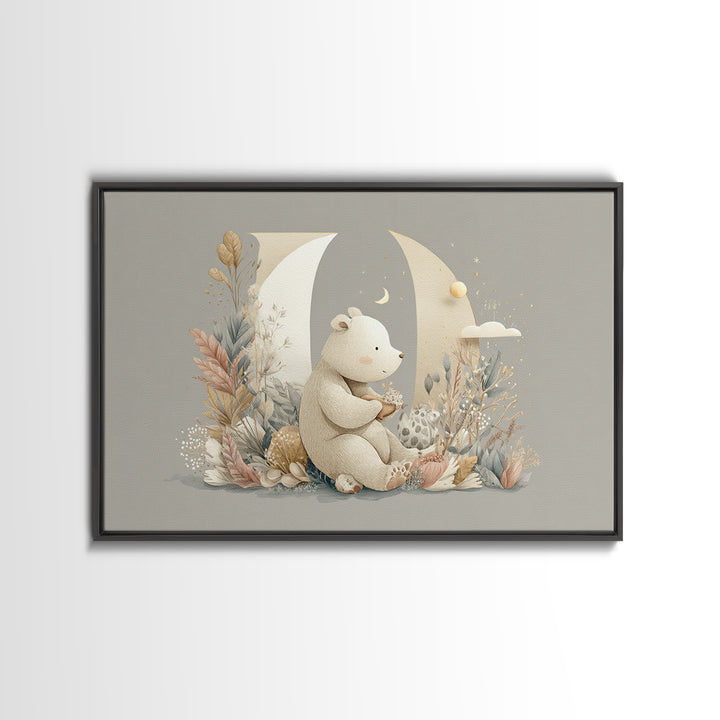 Animal Alphabet Scene Without Readable Letters Framed Canvas Print, Nursery Art, Nursery, Nursery Decor, Fine Art, Nursery, NUR-3x2-15