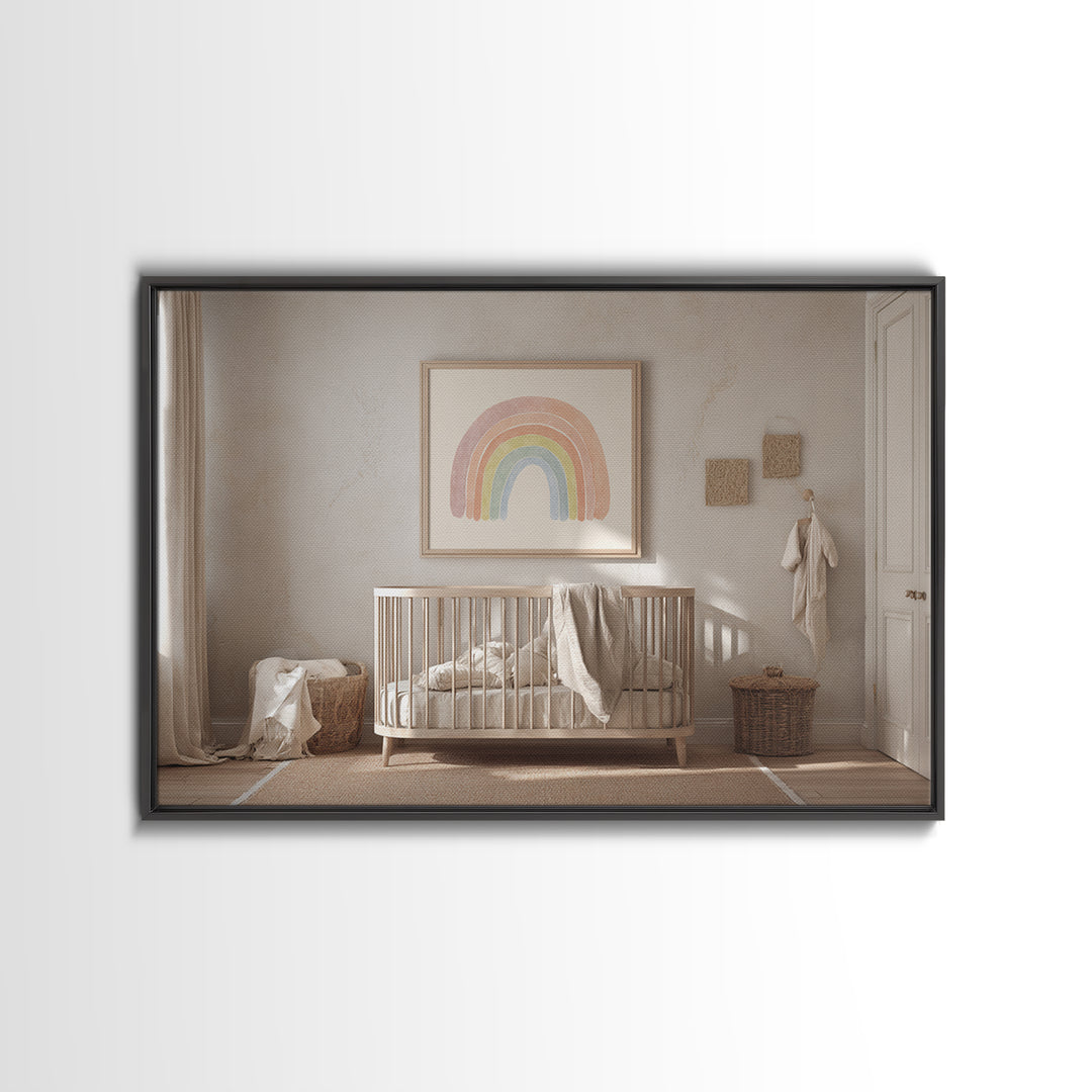 Rainbow Arch with Muted Nursery Colors Canvas Print, Nursery Art, Wall Art, Nursery Decor, Fine Art, Nursery, Nursery Prints, NUR-3x2-83