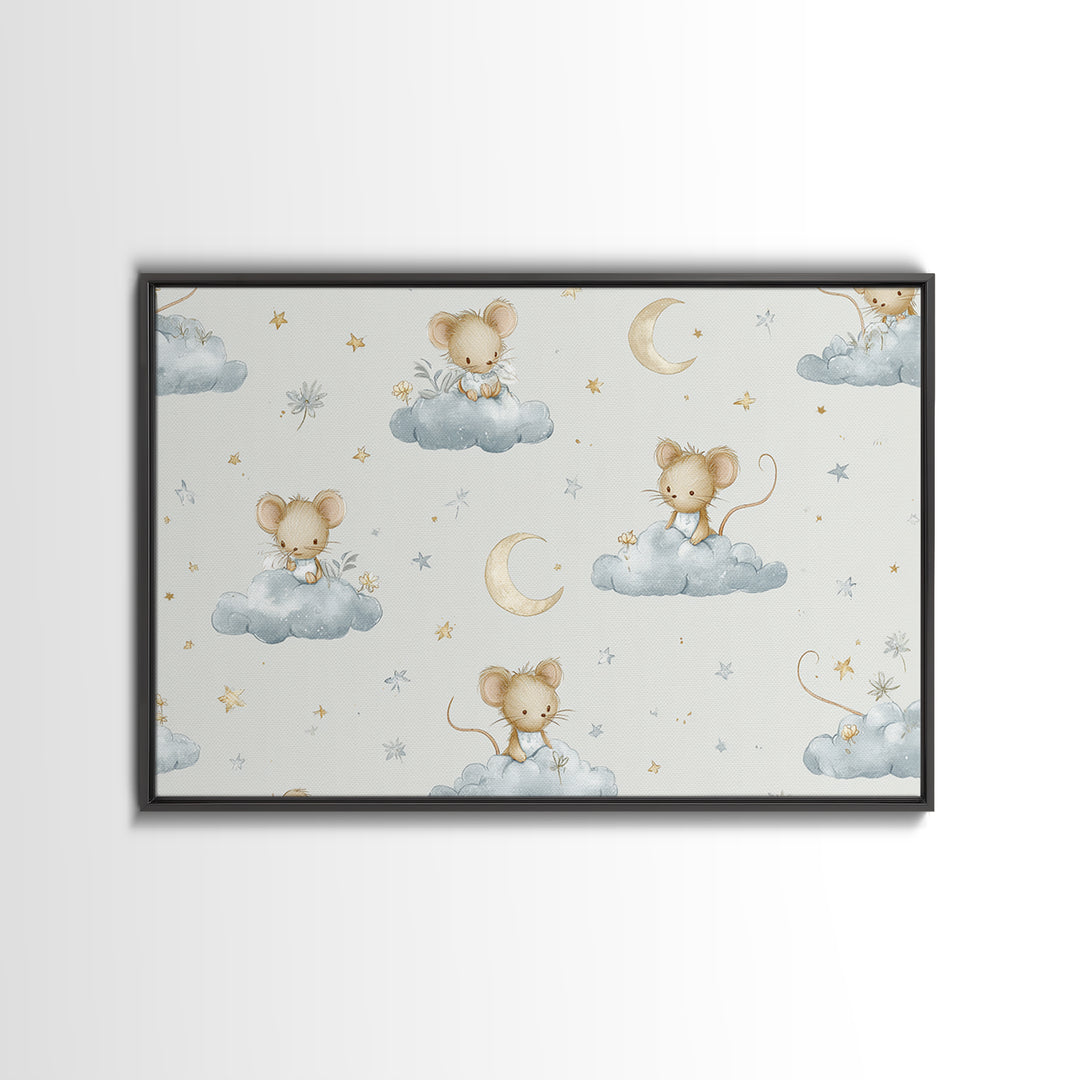 Ballet Mouse in Storybook Style Framed Canvas Print, Nursery Art, Luxury Decor, Nursery Decor, Nursery, Nursery Wall Art, NUR-3x2-96