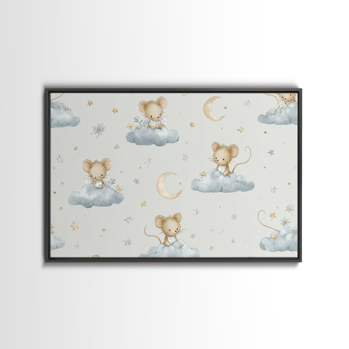 Ballet Mouse in Storybook Style Framed Canvas Print, Nursery Art, Luxury Decor, Nursery Decor, Nursery, Nursery Wall Art, NUR-3x2-96