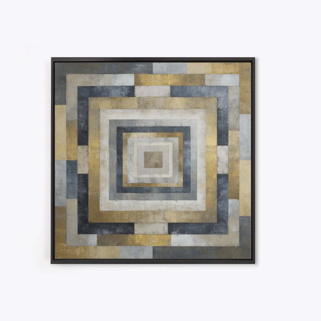 Geometric Labyrinth Pattern Canvas Print, Office Art, Wall Prints, Office Decor, Abstract Art, Focus, Cubicle Decor, OFF-1x1-18