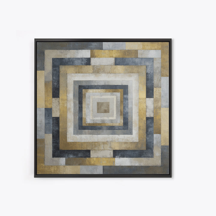 Geometric Labyrinth Pattern Canvas Print, Office Art, Wall Prints, Office Decor, Abstract Art, Focus, Cubicle Decor, OFF-1x1-18