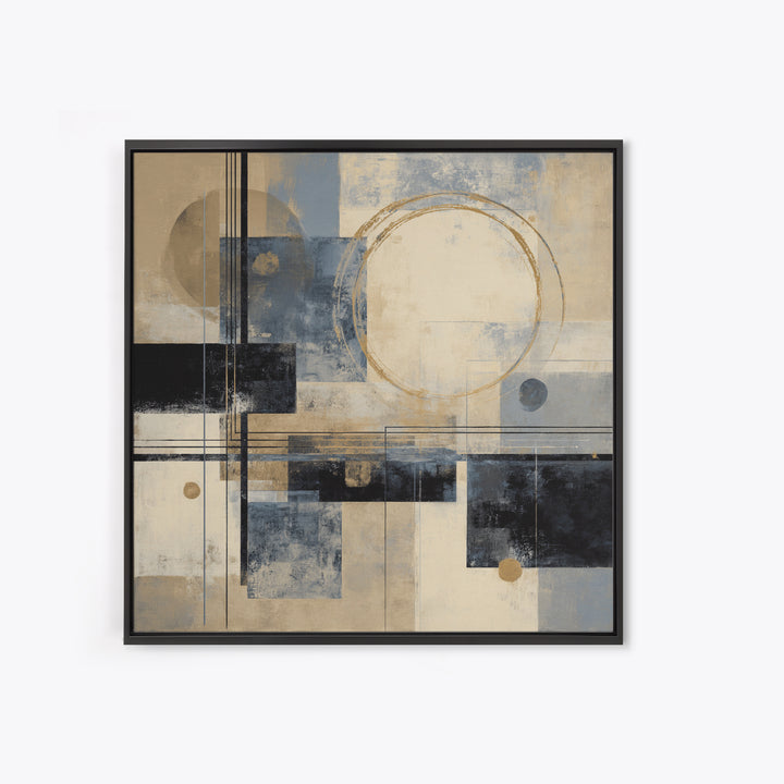 Gold Circle and Line Composition for Clarity Framed Canvas Print, Office Art, Gallery Decor, Office Decor, Fine Art, Focus, OFF-1x1-32