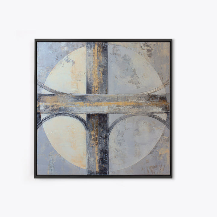 Monochrome Bridge Structure Framed Canvas Print, Office Art, Canvas Print, Office Decor, Abstract Art, Focus, Art Print, OFF-1x1-34