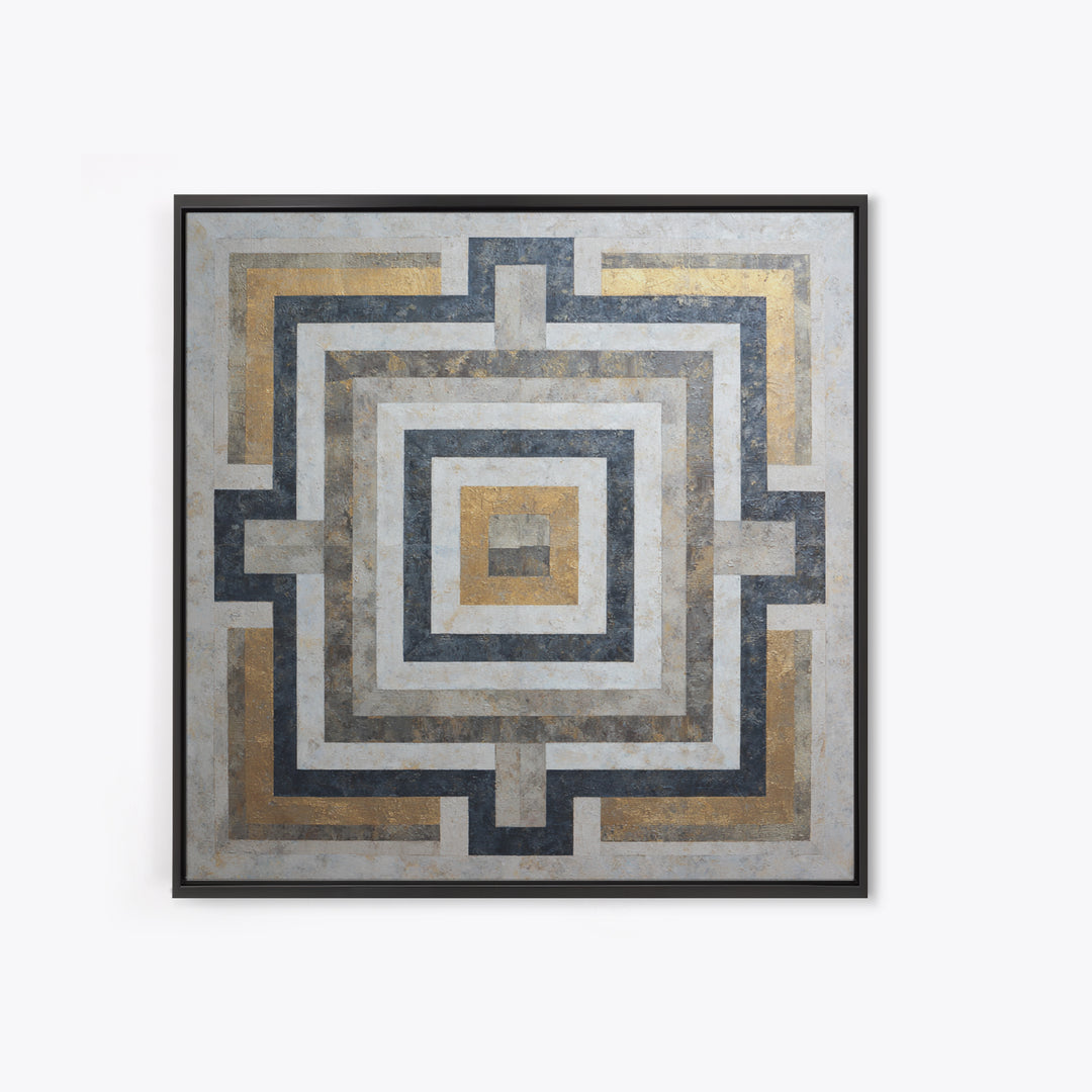 Geometric Labyrinth Pattern Canvas Print, Office Art, Downloadable Prints, Office Decor, Fine Art, Focus, Textured Painting, OFF-1x1-90