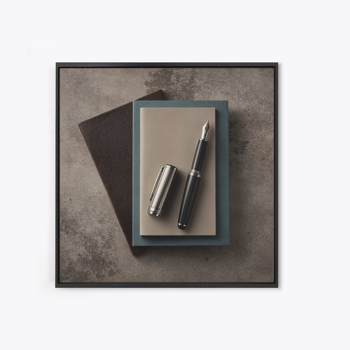 Fountain Pen and Notebook Still Life Without Canvas Print, Office Art, Cubicle Decor, Office Decor, Fine Art, Focus, OFF-1x1-94
