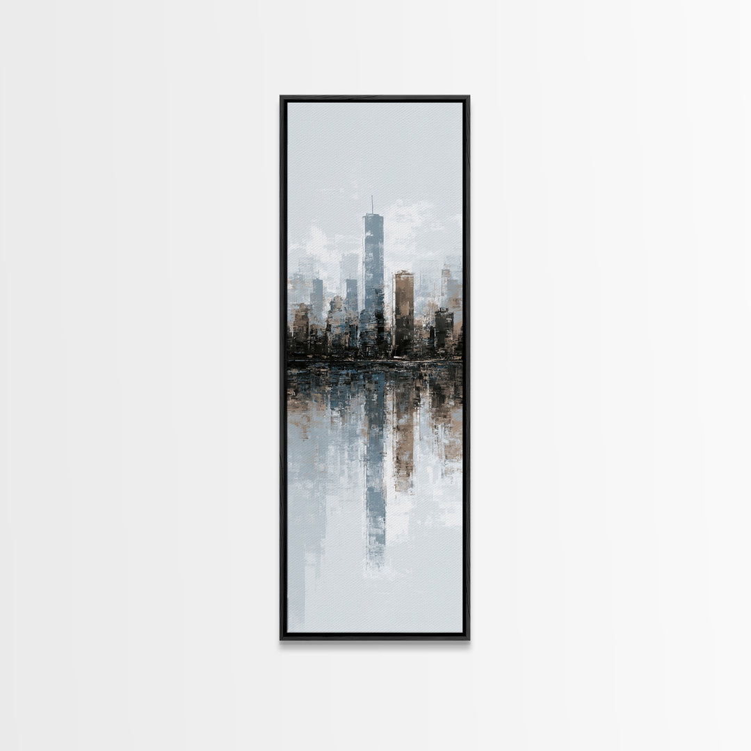 Black and White City Skyline Silhouette Canvas Print, Office Art, Room Decor, Office Decor, Fine Art, Focus, Printable Wall Art, OFF-1x3-17